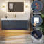 Meuble-lavabo mural simple en bois massif de 48 po avec comptoir en pierre et lumière-1741281462