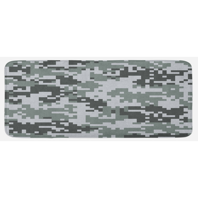 Tapis de cuisine gris pâle à effet de pixel gris commando inspiration style moderne