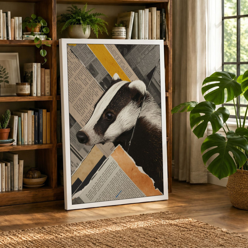 Badger Among Print Eclectic - Wrapped Canvas, 18x12 - 45.7 x 30.5 cm, Cream Border