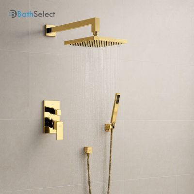 Bravat Square Wall Mount Shower Set with Handheld Shower Thermostatic Mixer Valve