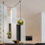 Suspension globe à cordon réglable - Abat-jour en PE doré avec effets miroir et lave, éclairage d'îlot pour chambre, décoration intérieure élégante