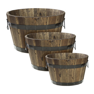 Bois massif - Boîte à fleurs en bois - Ensemble de 3