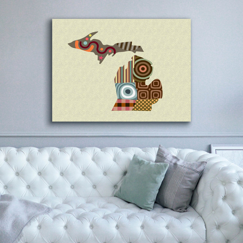 «Michigan State Map» par Lanre Adefioyue, H 40 po x l 54 po x P 1,5 po