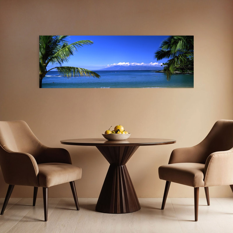 Palm Trees On The Beach Kapalua Beach Molokai Maui Hawaii USA by Dan Merkel - Wrapped Canvas Panoramic Print
