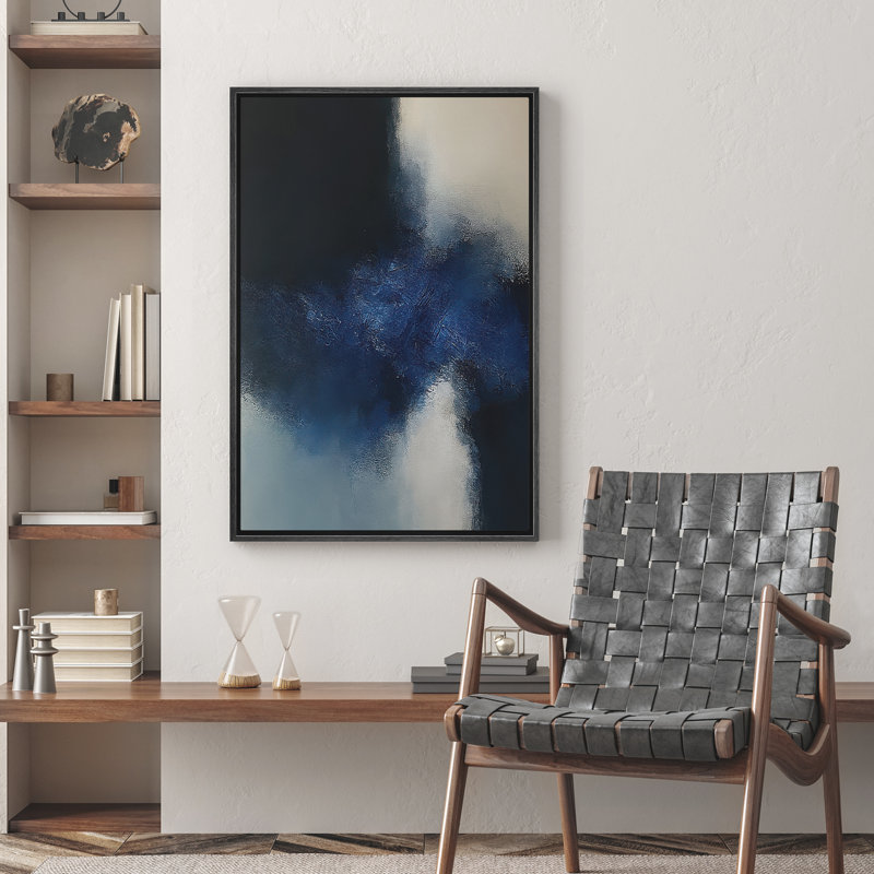 Reproduction d'art abstrait sur toile encadrée pour décoration intérieure moderne, H 24 po x l 16 po, Noir