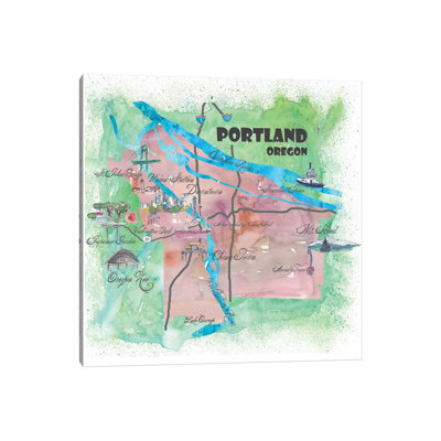 Portland, Oregon Travel Poster by Markus & Martina Bleichner - Wrapped Canvas Print