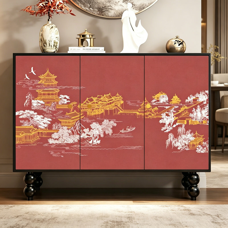 Chinese Style Wooden Entryway Storage Cabinet