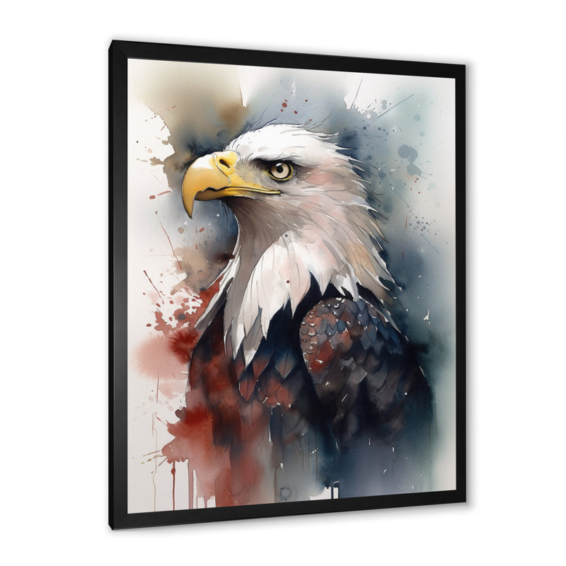 Portrait d'aigle II - Impression sur toile, Cadre photo noir, H 40 po x l 30 po x P 1,5 po