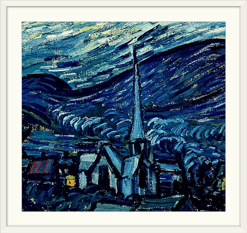« the starry night, 1889 de juin » par vincent van gogh, reproduction d’art, H 24 po x l 24 po x P 1 po, Cadre blanc