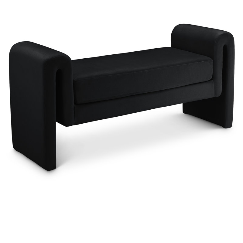 Sloan Upholstered Bench, Black Velvet