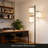 Floor Lamp With Asian Lantern Shade Design - 3 Led Bulb Standing Light For Living Room, Bedroom, Or Office Decor