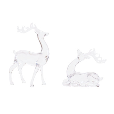 Clear Acrylic Deer Figurines (Set of 2)