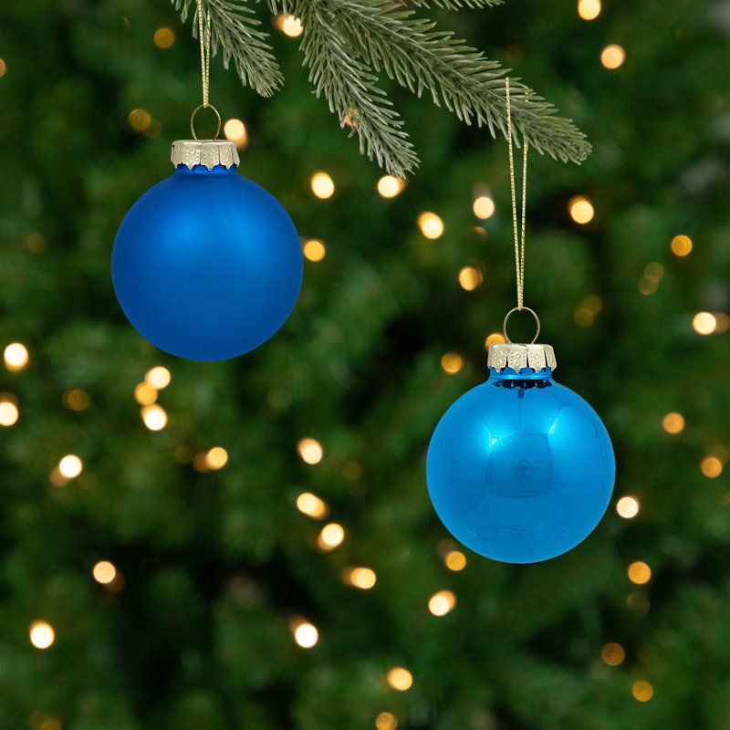 Ornements en forme de boule de Noël 10 carats à 2 finitions, Bleu