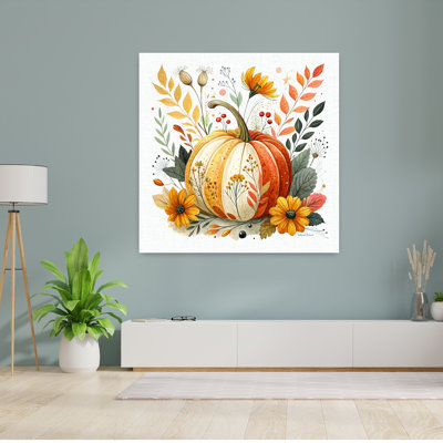 «Blooming Harvest», art mural d'automne contemporain tournesol abstrait nature