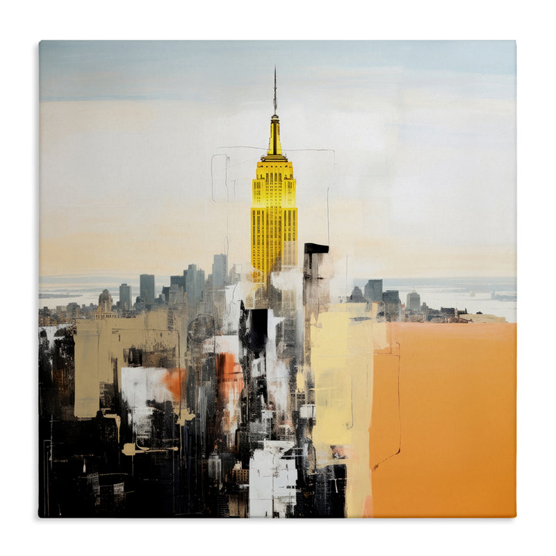 Art abstrait sur toile, tour de paysage urbain abstrait par Irena Orlov, H 17 po x l 17 po