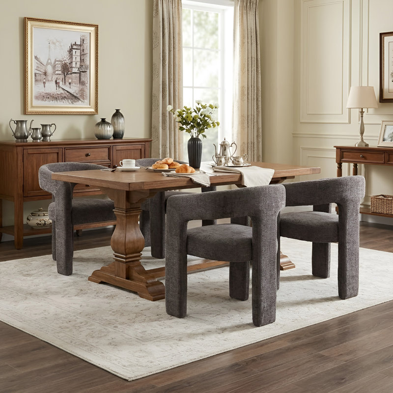 Chaise avec accoudoirs en fer Dalpat, Tissu gris foncé