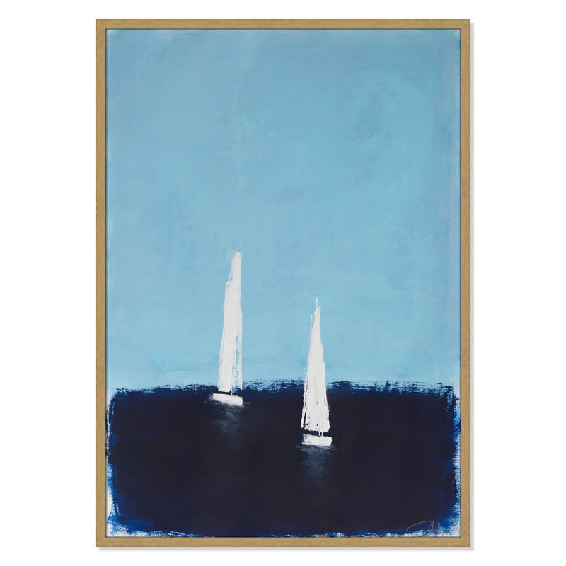 «Morning Sails II» par , Natural Woodgrain, L 29,5 po x H 41,5 po, Impression encadrée