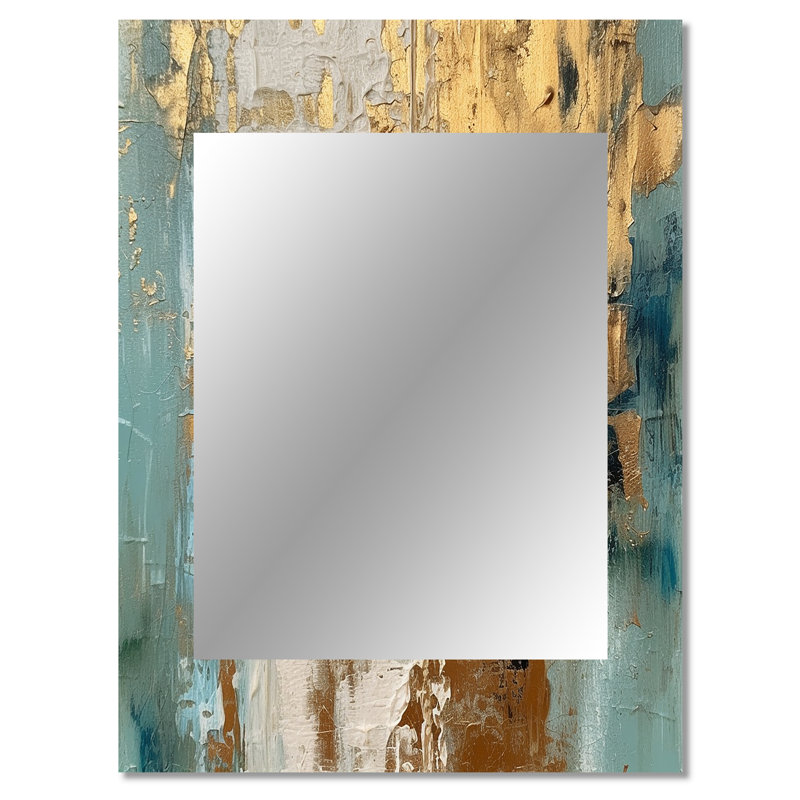 Gilded Daydreams VII - Minimalism Decorative Wall Mirror, Modern Large Mirror, Printed Metal Art, 40" x 30"