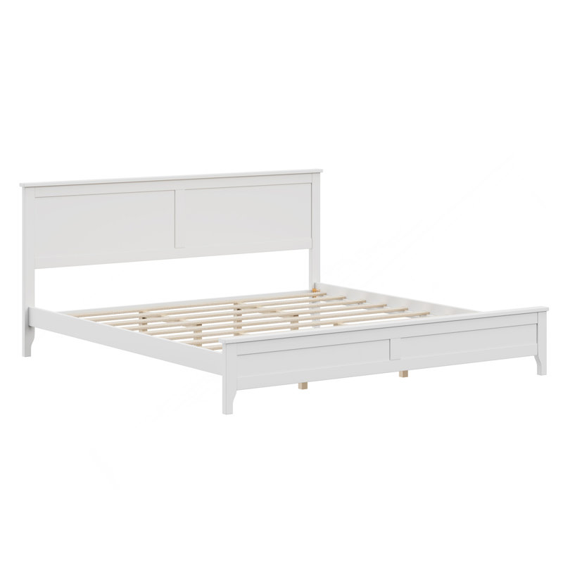 Très grand lit plateforme moderne en bois blanc, Blanc, Très grand lit