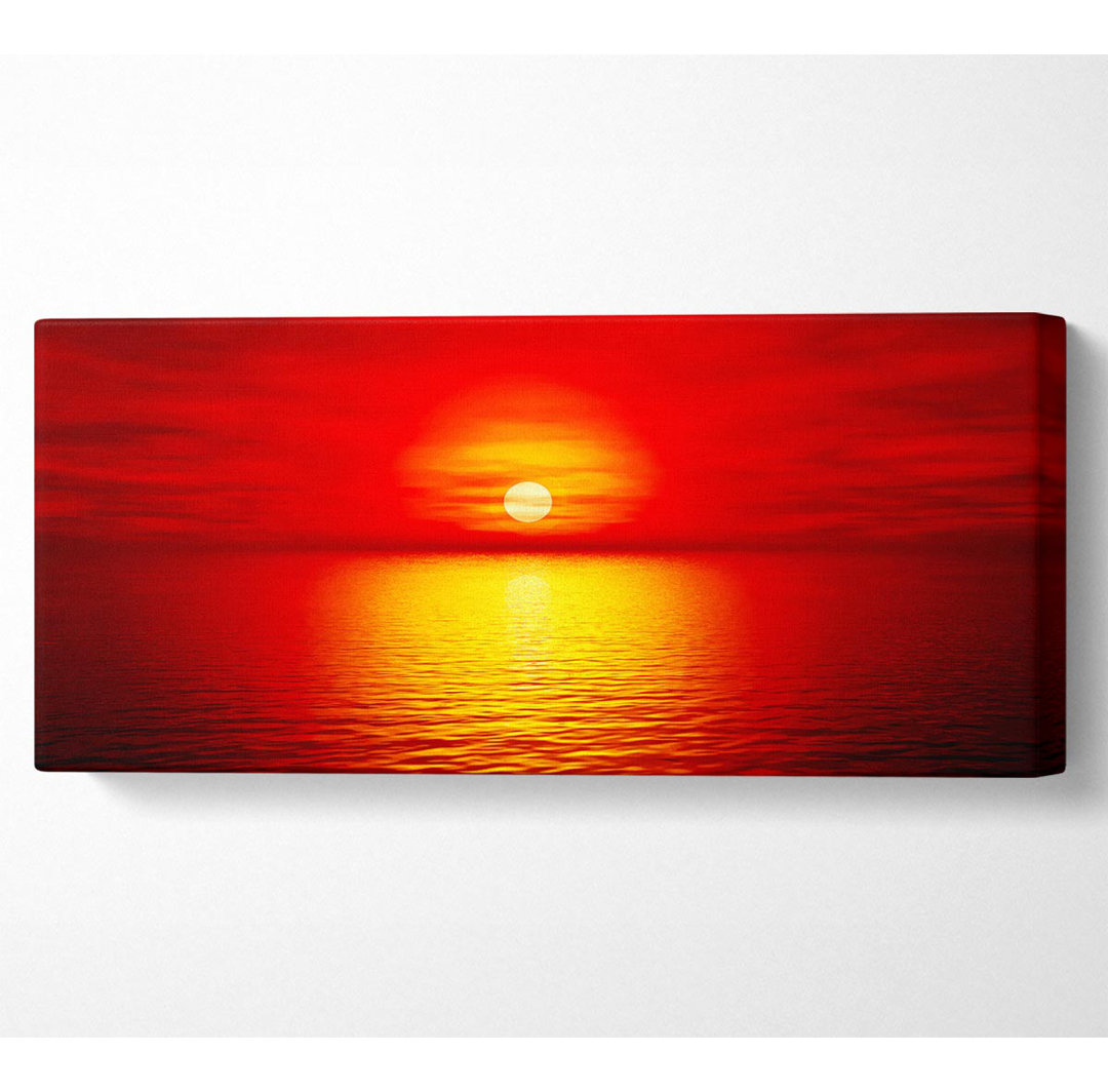 Roter Himmel über dem goldenen Ozean - Panorama-Kunstdrucke auf Leinwand mit Wrapped Canvas