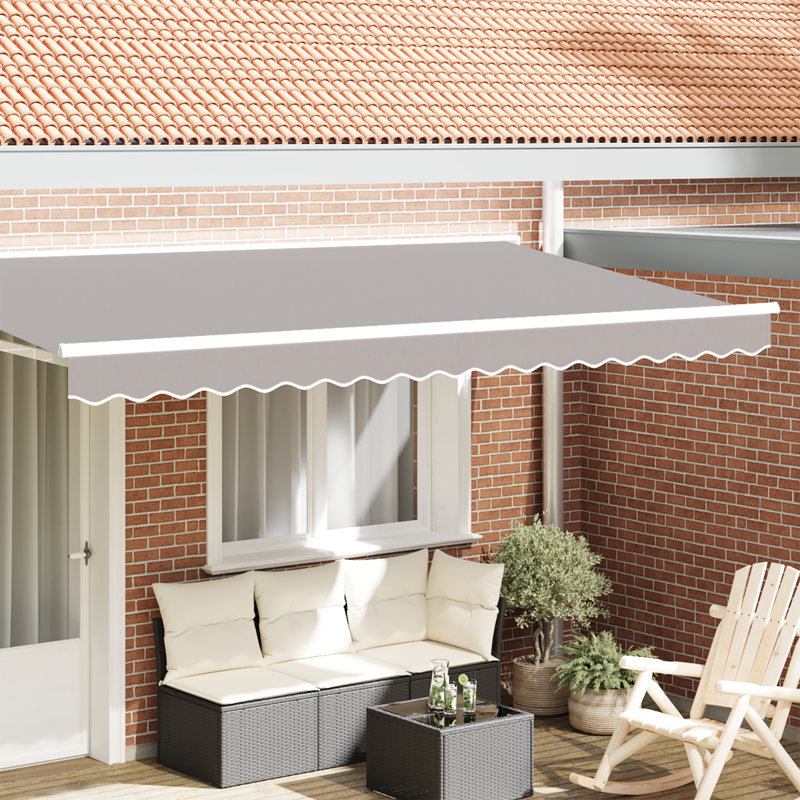 Breakwater Bay 20cm D Retractable Patio Awning, Green/Yellow Striped, 230 cm W x 20 cm D