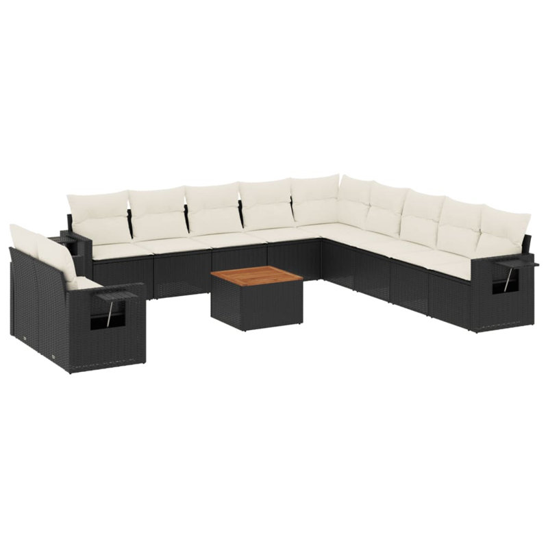 Ensemble de canapé de jardin modulaire en rotin PE noir 12 pièces Vidaxl