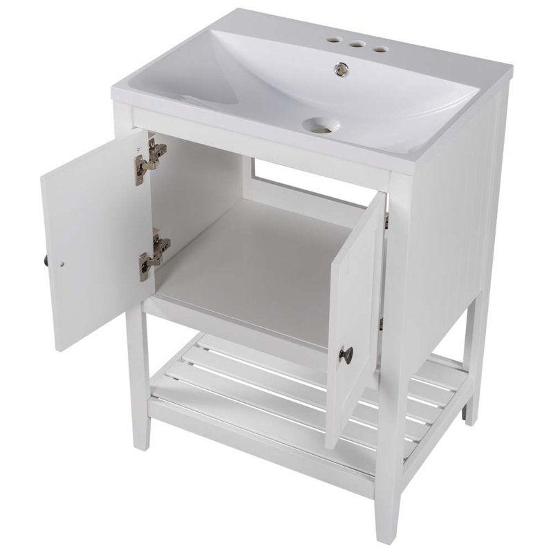 Meuble-lavabo simple 24 po avec lavabo, Blanc