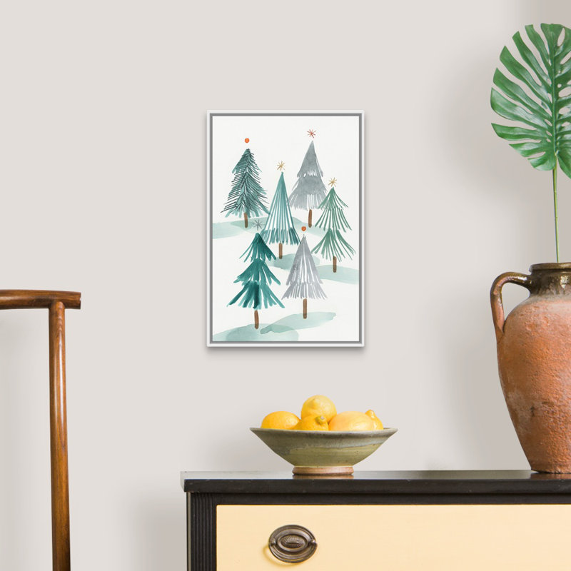 Ornement d'arbre I - reproduction d'art sur toile, Cadre blanc, H 20 po x l 14 po x P 1,75 po