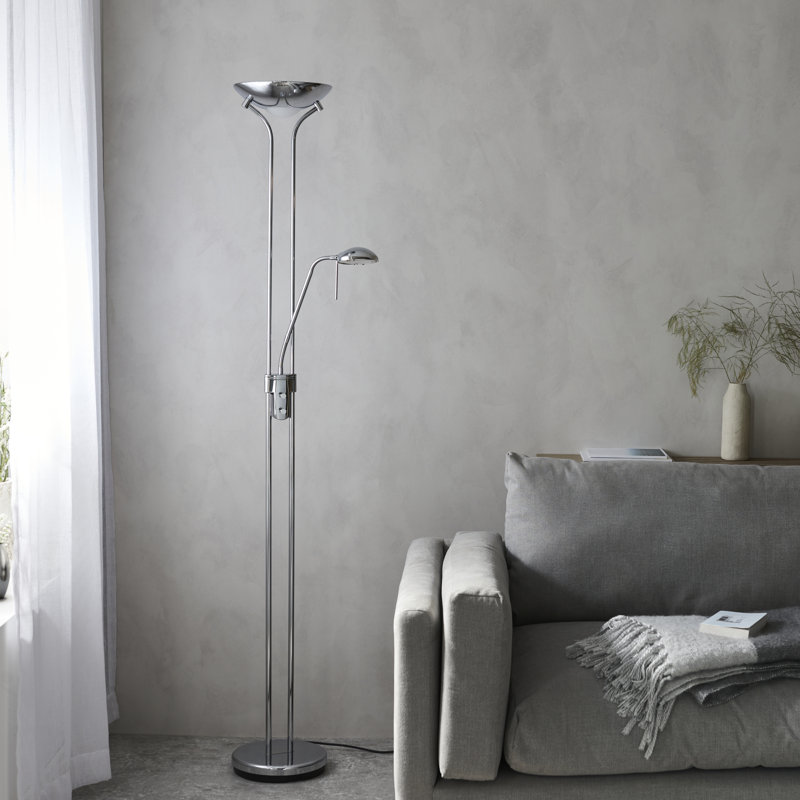 Charlie 180cm Uplighter Floor Lamp, Polished Chrome