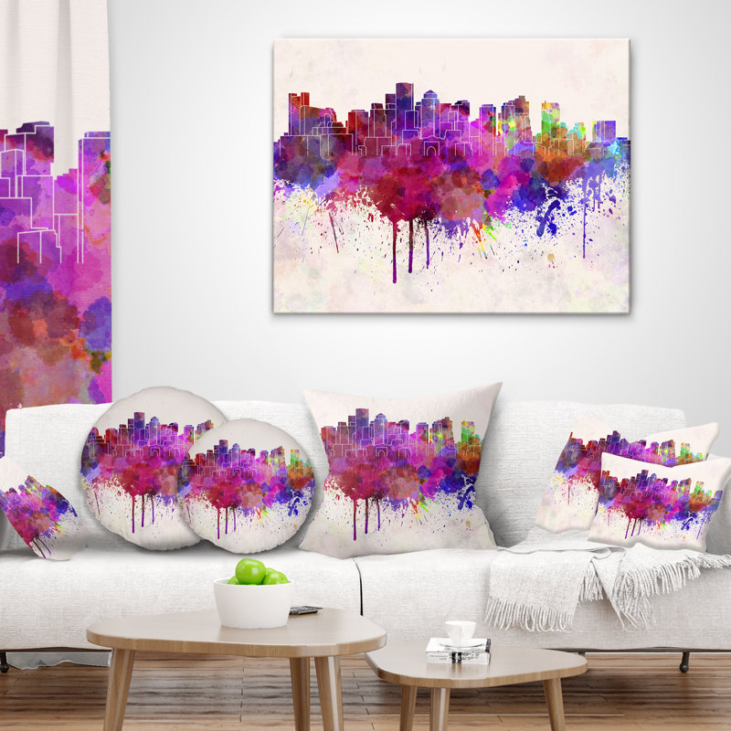 Boston Skyline - Cityscape Printed Throw Pillow