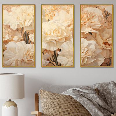 Minimalisme, œillets, fleur, œillets, ensemble d'art mural