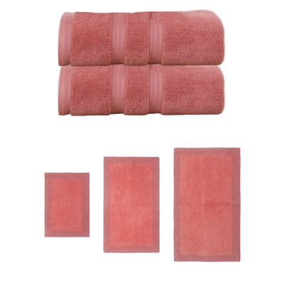 Ensemble de serviettes de bain 100% coton doux 2 pièces Buariki et ensemble de tapis de bain 3 pièces (ensemble de 5) réversible