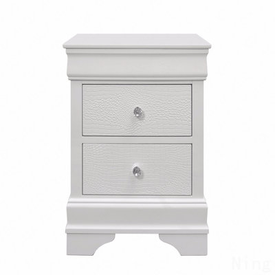 Metallic White Nightstand