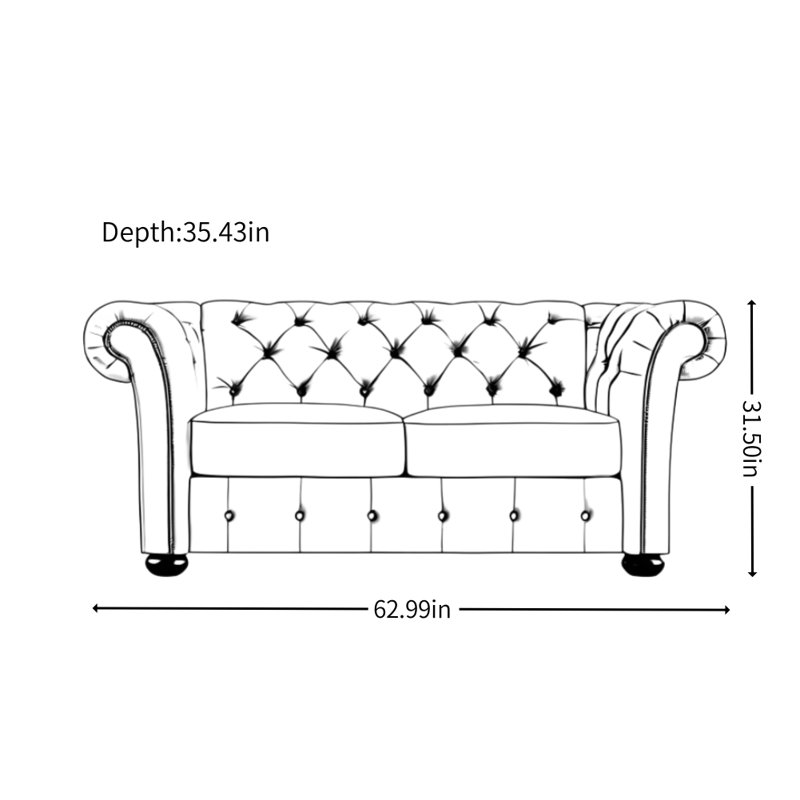 Canapé en tissu American Country, H 31,5 po x l 62,99 po x P 35,43 po, Gris foncé, 2