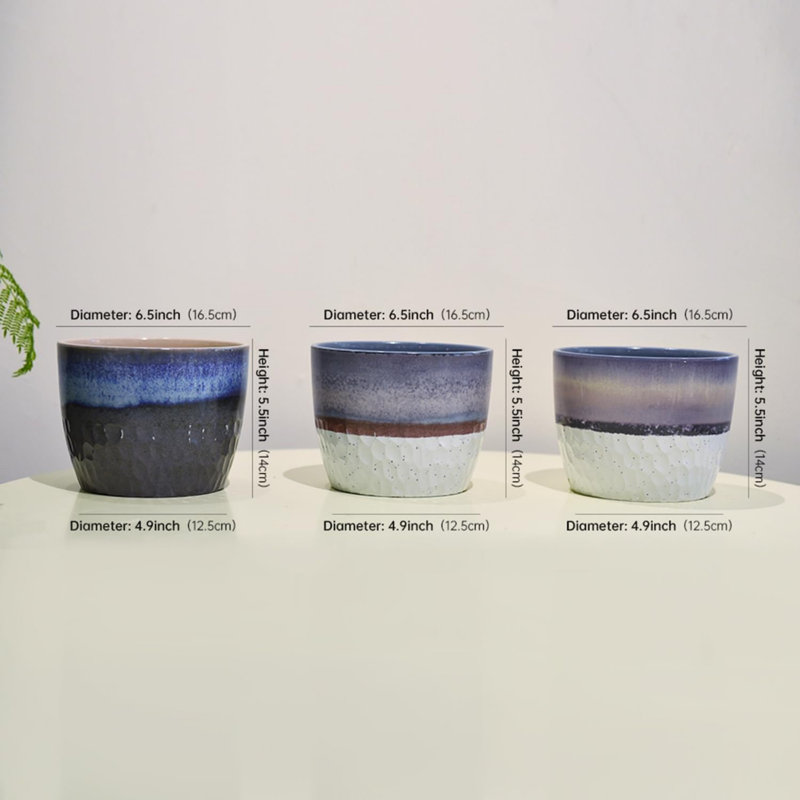6in Assorted Glazed Indoor/Outdoor Planter - 3pc Set