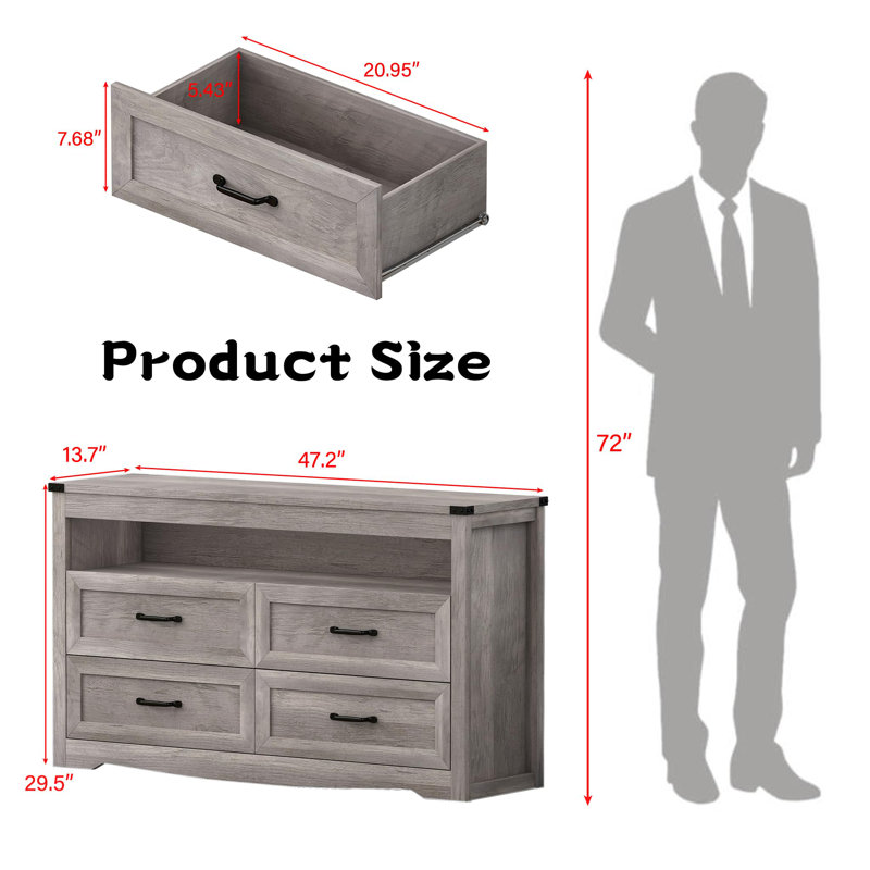 Tatyona 4 - Drawer Dresser, Gray