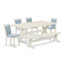 Ensemble de salle à manger moderne 7 pièces comprenant une table rectangulaire en bois avec pattes en X et 6 chaises de salle à manger Parson en tissu lin crème.-850054295-850054290