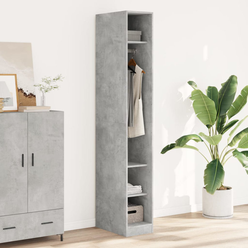 Sahrish Manufactured Wood Wardrobe, 30 x 50 x 200 cm, Concrete Grey