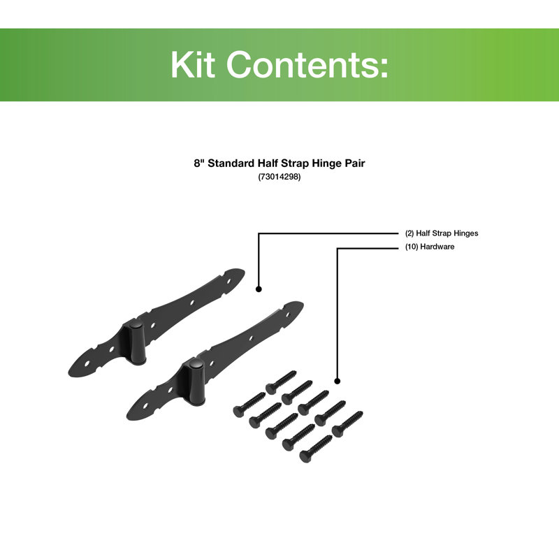Black Powder Coated Steel Half Strap Hinge for Wood Gates