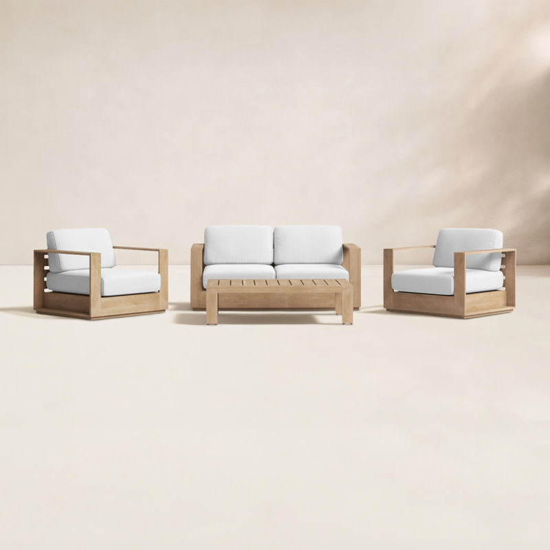 Ensemble de conversation de terrasse en acacia pour 4 personnes Harbor
