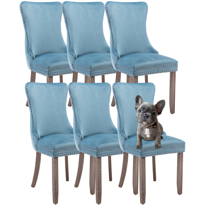 Upholstered Dining Chair, Light Blue