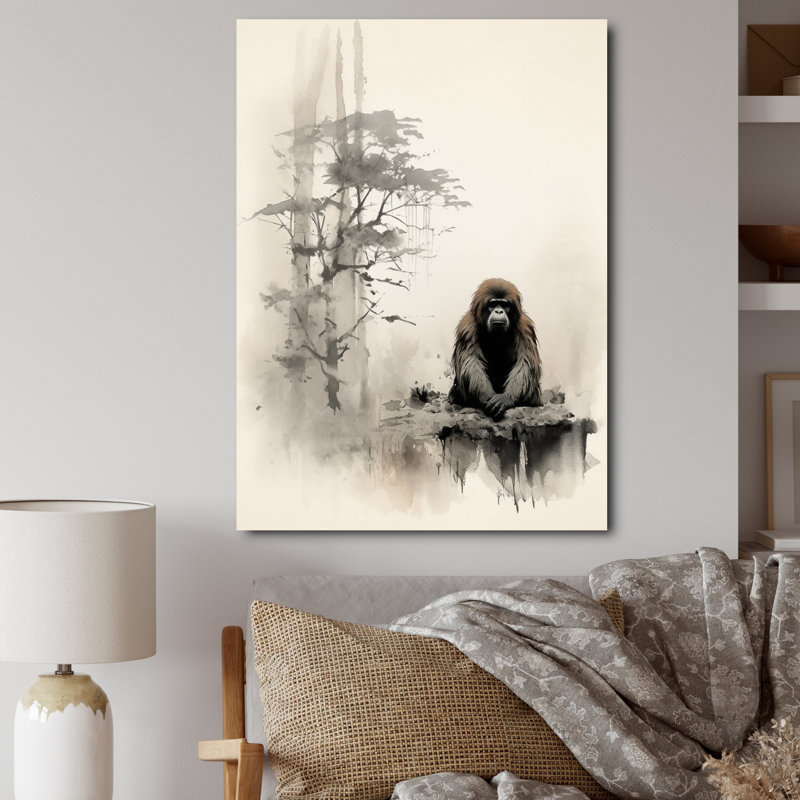 «Kiriak Asian Art Orangutan Sumi II», reproduction sur toile, H 32 po x l 16 po x P 1 po, Toile tendue