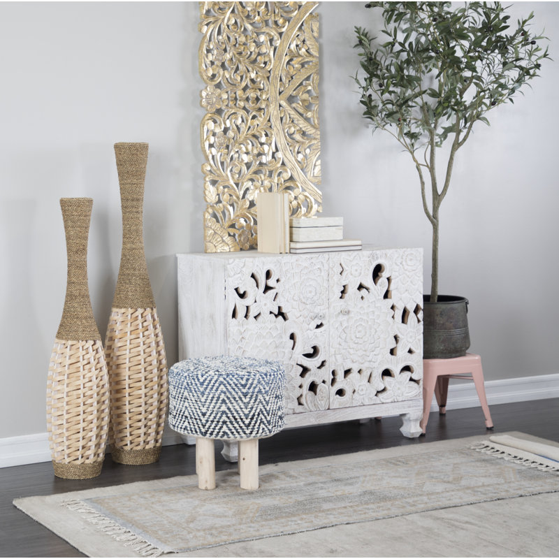 Tabouret d'appoint en bois Ahamad, Bleu