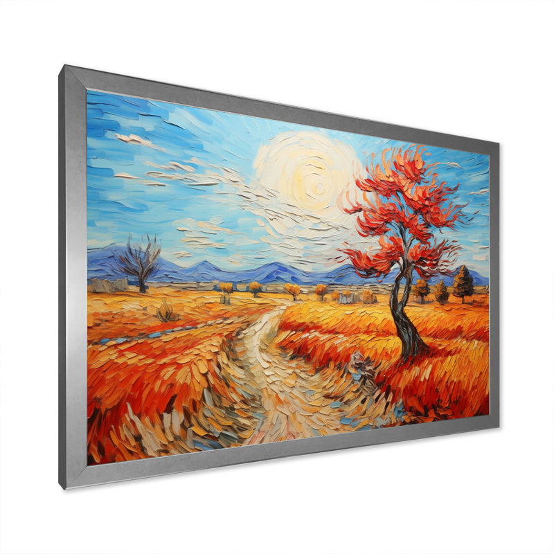 Vangogh Autumn Path III, encadré sur toile par Vincent Van Gogh, peinture, H 30 po x l 40 po x P 1,5 po, Cadre simple argenté