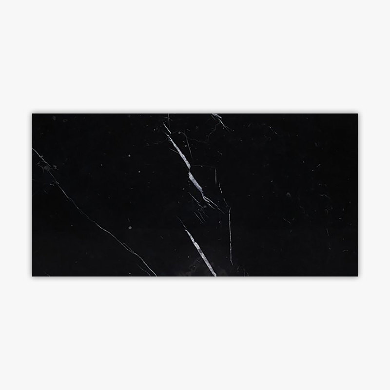 Nero Marquina 3" x 6" Marble Stone Look Subway Wall & Floor Tile
