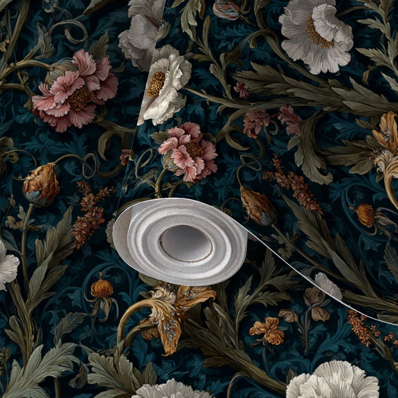 Papier peint auto-adhésif à peler et coller Dream Vine Bioluminescent Floral, 117.6" L x 17.5" W