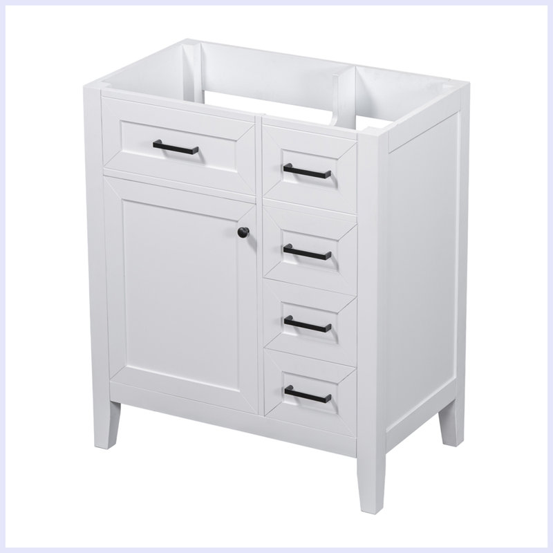 Meuble-lavabo moderne avec armoire et tiroirs, Blanc