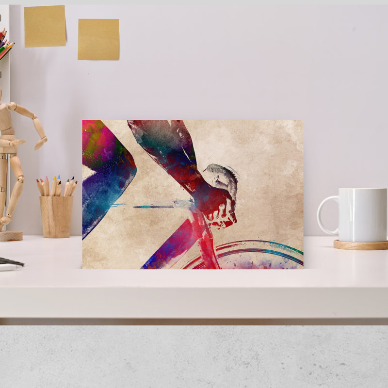 «Cycling Sport Art 21», art mural moderne contemporain abstrait, 12" H x 18" W