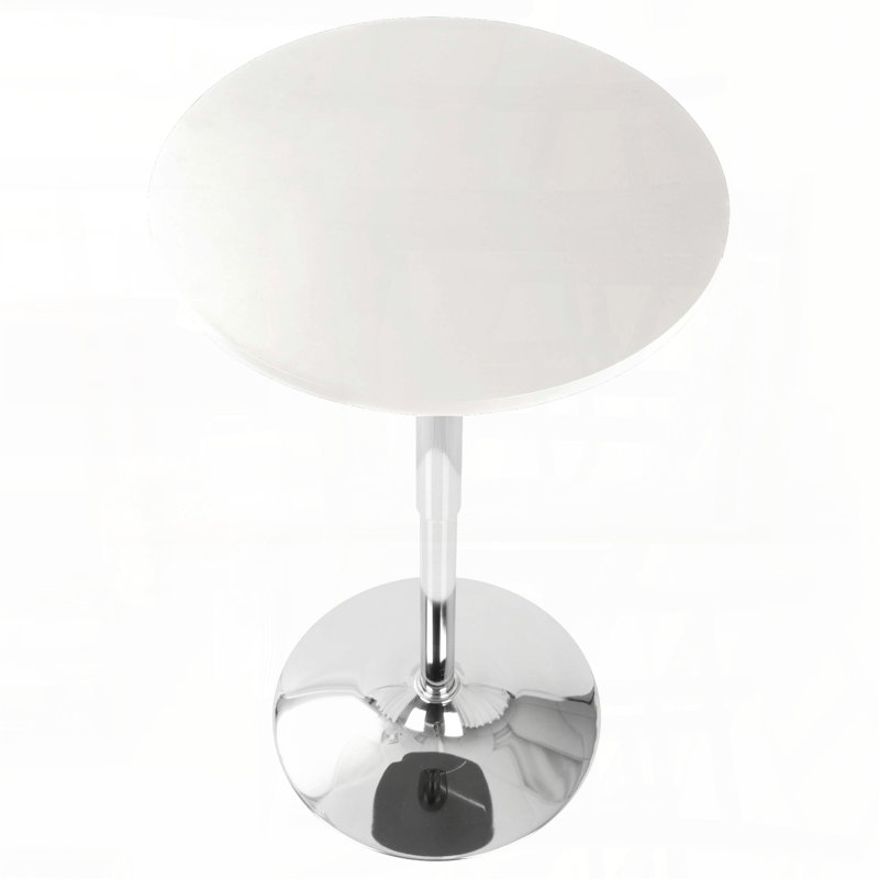 Table de bar réglable avec relevage hydraulique - blanc, Blanc, Bois massif + manufacturé