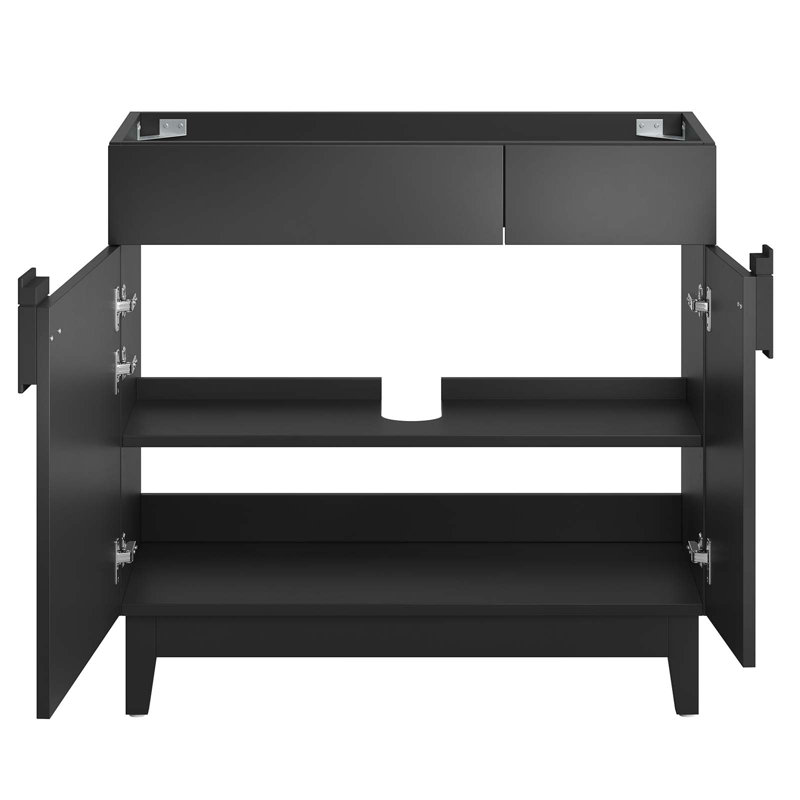 Base de meuble-lavabo simple 35 po Modway Miles seulement, Noir, noir, noir, noir